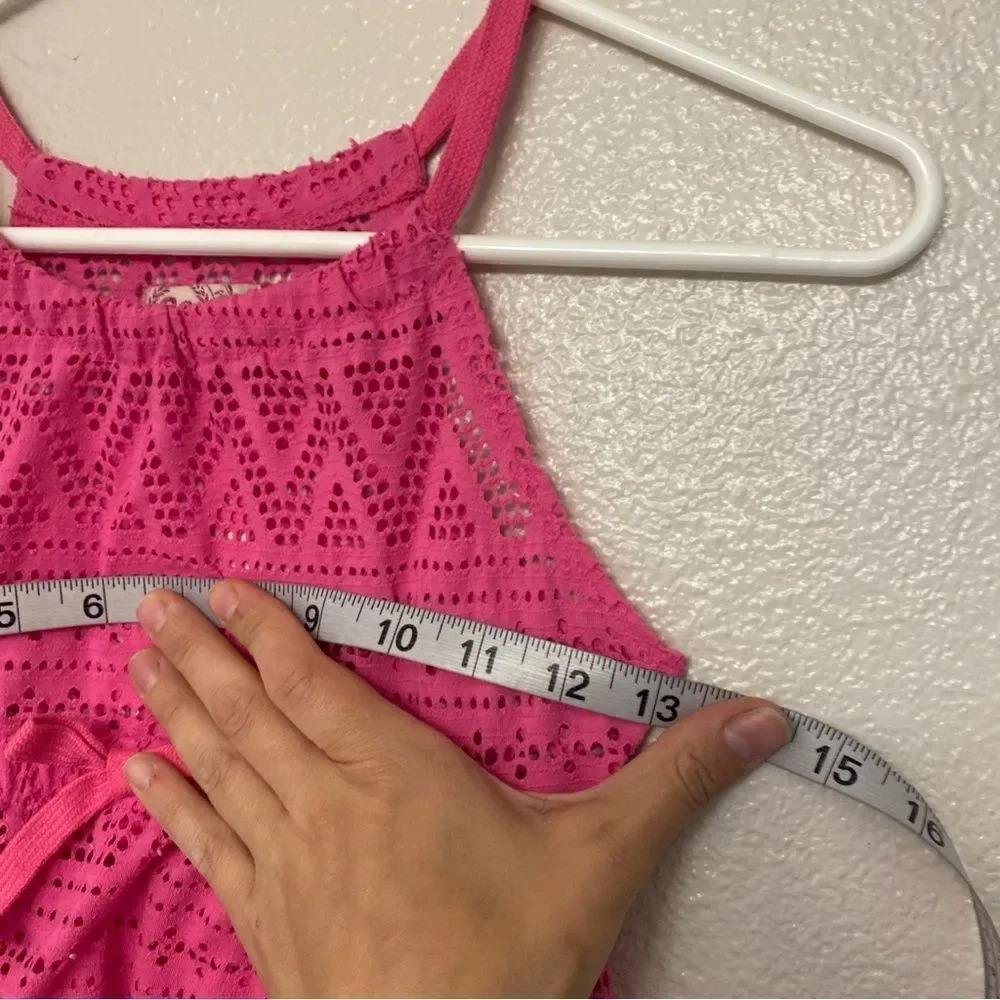So Breaking Waves Crochet Tie-Front Swim Tunic Cover-Up dress hot pink 7/8